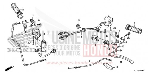 LEVIER DE GUIDON/COMMUTATEUR/CABLE CBR125RTF de 2015
